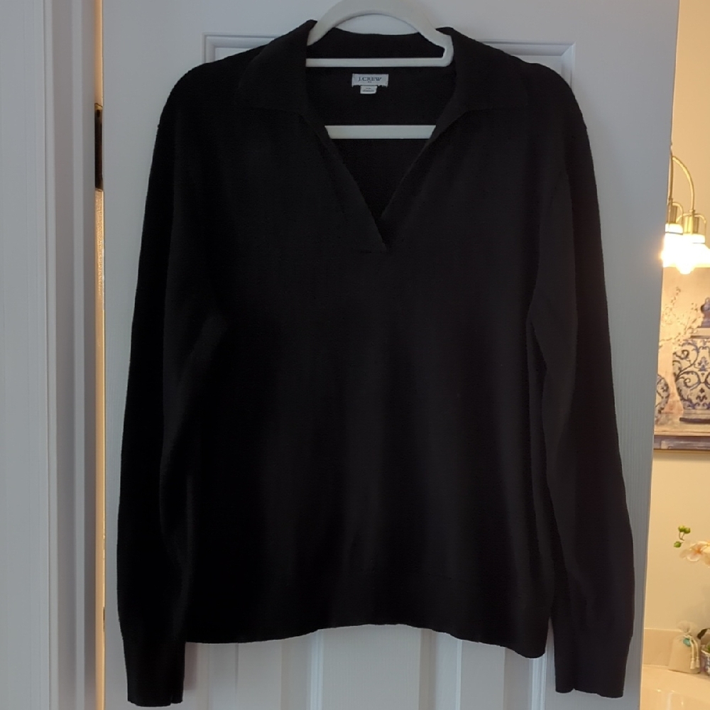 J. Crew Black V-Neck Sweater Timeless Knit Design